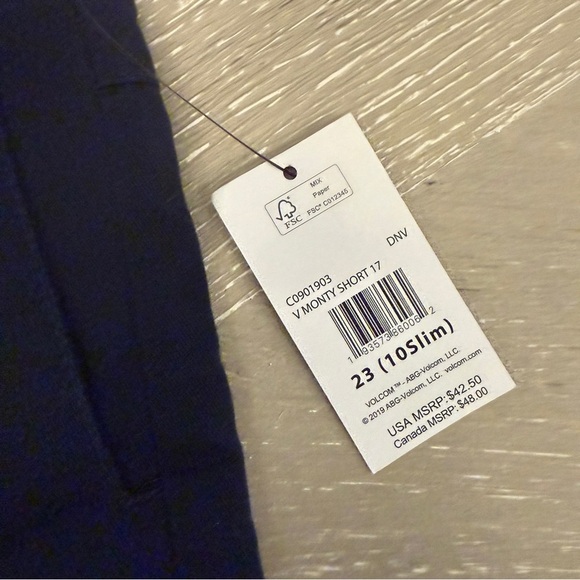 Volcom Blue Chino Shorts Mid-Length - Picture 2 of 5